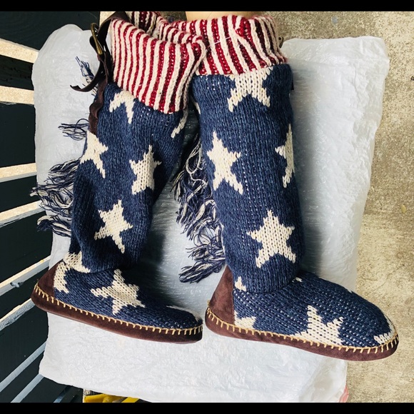 MUK LUKS Women's Navy Tall Slipper Boot Small 5-6 - Picture 2 of 8